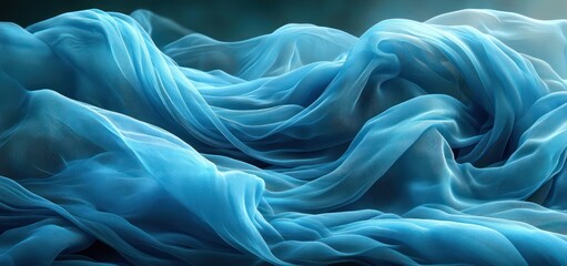 Obraz premium An abstract background with smooth, flowing lines in shades of blue and teal, creating depth and fluidity, with soft gradients for a calming effect.