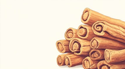 Aromatic cinnamon sticks on white background.
