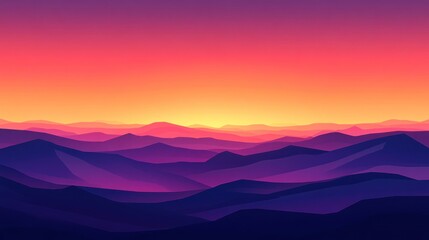 Obraz premium Vibrant sunset over a vast mountain range.
