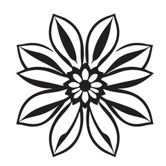 Fototapeta premium Black and white flower icon illustration