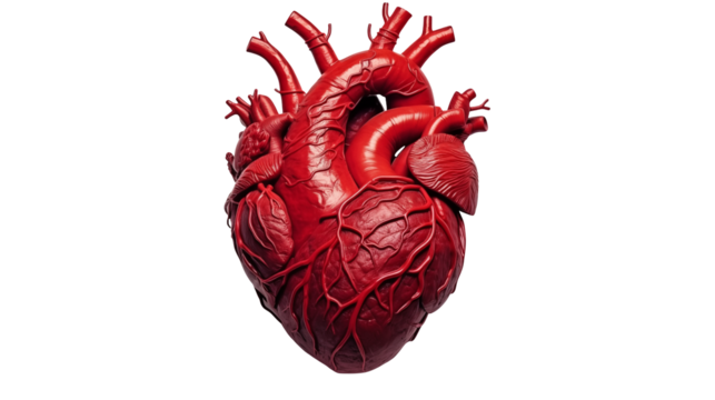 human heart with veins in a red color on a transparent background - Powered by Adobe