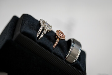Fashionable grey, silver, and bronze wedding rings