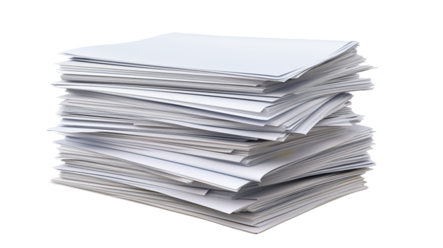 High stack of papers document on a transparent background - Powered by Adobe