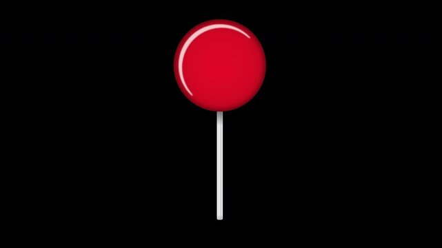 Lollipop on stick animation. Sweet candy animation. Animation for new years day, winter holiday, dessert, new years event. Transparent background with alpha channel