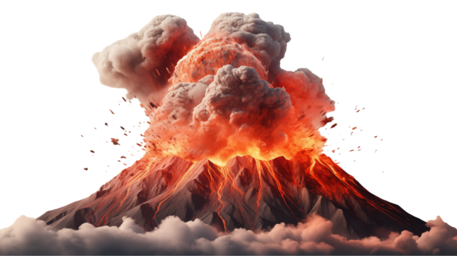 Epic Volcanic Eruption Fiery Lava and Ash Cloud 