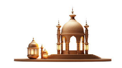 Elegant Golden Mosque Ramadan Islamic Architecture