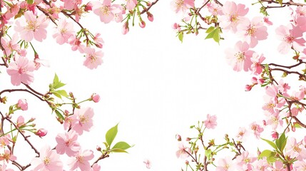 Fototapeta premium Spring Floral Frame Wide Angle Centered Composition for Design Projects