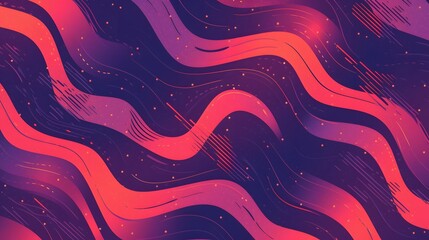 Seamless geometric pattern with vibrant, flowing lines in contrasting colors, creating an energetic vibe