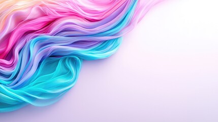 Pastel rainbow fabric waves on white background, design element