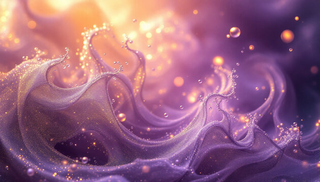Ethereal purple and pink flowing abstract background with soft glowing highlights