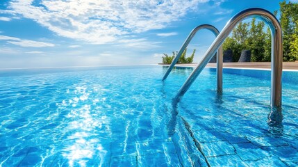 Obraz premium Infinity Pool Paradise: Serene Azure Waters and a Sunny Day