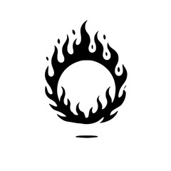 Fiery Circle:  Abstract illustration of a circular flame design,  a powerful symbol of energy, passion, and intensity. Perfect for branding, tattoos, or other creative projects.