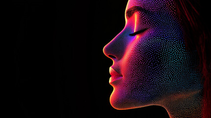 Colorful, stylized female profile portrait.