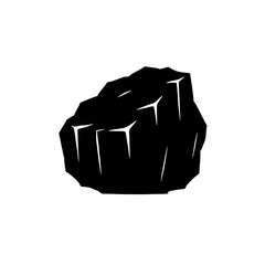 Black Coal Lump Icon: A simple, bold, black silhouette of a coal lump against a clean background. Perfect for industrial, energy, or environmental themes.