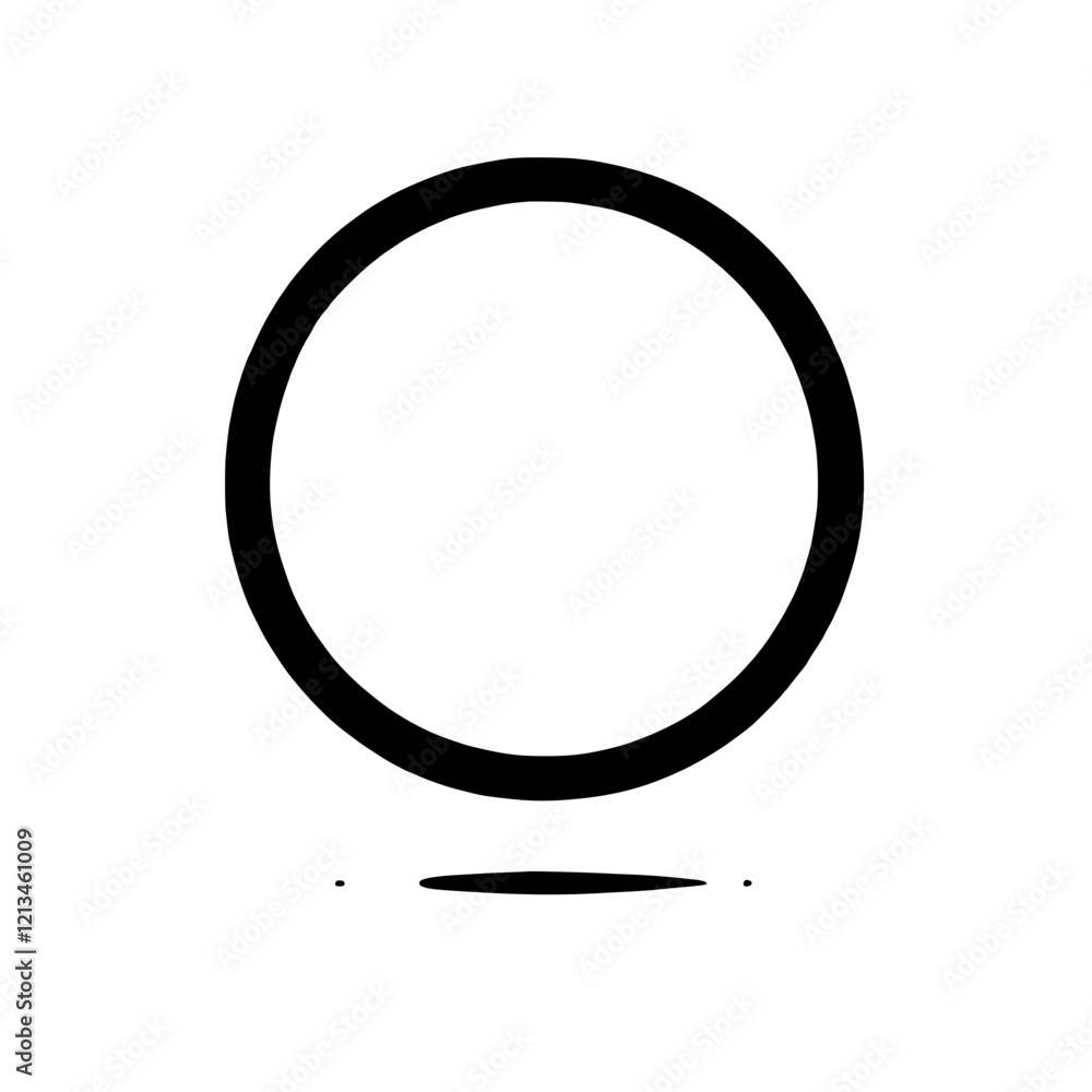 Aufkleber minimalist circle design: a simple yet striking black circle on a white background with a subtle lin