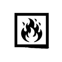 Flammable Symbol: A stark and graphic black and white image of a flammable symbol, set against a clean background.