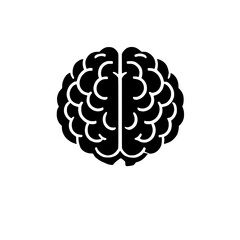 Brainpower Symbol: A bold and simple black silhouette of a human brain, representing the power of intellect, knowledge, and the human mind. perfect for educational, medical, or technological visuals.