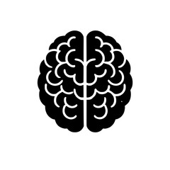Human Brain Icon: A detailed black and white illustration of the human brain, emphasizing its complex structure and intricate network of neurons. Perfect for educational materials.