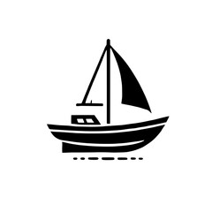 Sailing Away: A minimalist black and white illustration of a sailboat, capturing the essence of nautical adventure and a yearning for the open sea. 