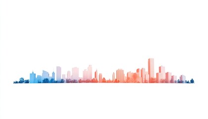 Fototapeta premium Vibrant city skyline silhouette showcasing modern architecture against a white background