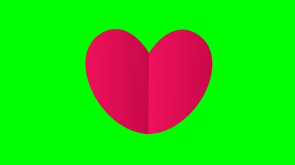 Simple heart paper cut style animation with beating motion. Love animation on green background - Powered by Adobe