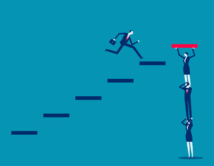 Business teamwork with support. Business vector flat style