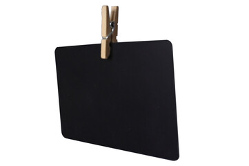 black card hanging with clips office note taking supplies are on background for text, notes or...