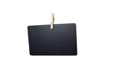 black card hanging with clips office note taking supplies are on background for text, notes or announcement.