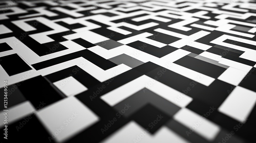 Poster abstract monochrome maze pattern background