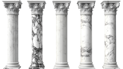 greek columns isolated on white background