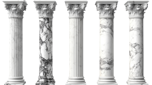 greek columns isolated on white background
