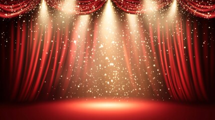 Elegant Crimson Theater with Warm Glowing Lights