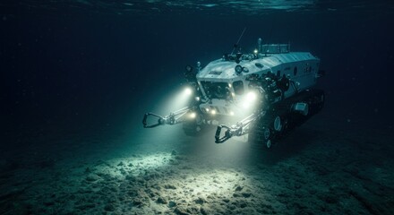 Undersea Remotely Operated Vehicle: Deep Ocean Exploration in Moody Blue
