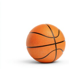 Close-up of a textured basketball against a white background, capturing the essence of the sport's energy and competitive spirit