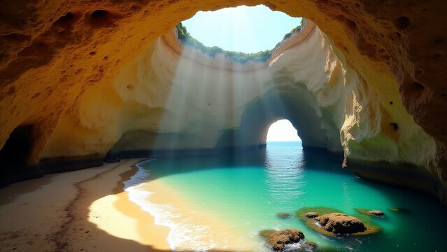 Hidden Beach in Mexico, nestled inside a crater, boasts golden sands, turquoise waters, and vibrant marine life&mdash;a secluded paradise in the Marietas Islands.