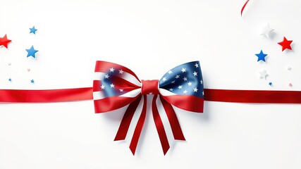 4th of July Ribbon Bow Stars and Stripes Flat Design Set