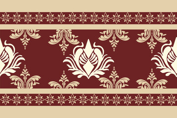 Classic Damask Semless Pattern - Vector Illustration for Elegant Textile Design on brown tone.