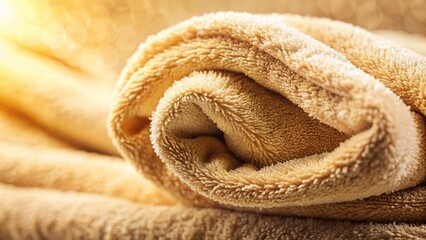 A close-up view of a beige towel's delicate texture.  Candid photography.