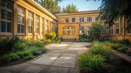 Serene Courtyard of a Historic Building