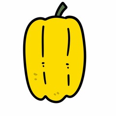 cartoon doodle bell pepper on white background