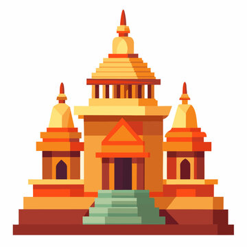 golden temple building flat design clip art preview