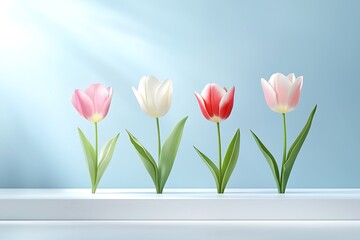 Elegant floral display of tulips in nature background bright environment soft viewpoint