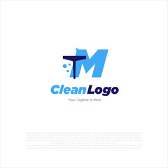 Letter M with windows cleaning logo