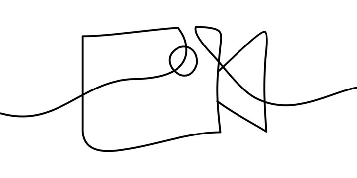 recommend clip art: continuous line drawing of video camera symbol. abstract line art illustration