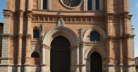Architectural façade of the Church of San Francesco in Arezzo , architecture, medieval