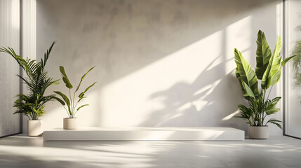Minimalist Interior with Green Potted Plants and Natural Lighting