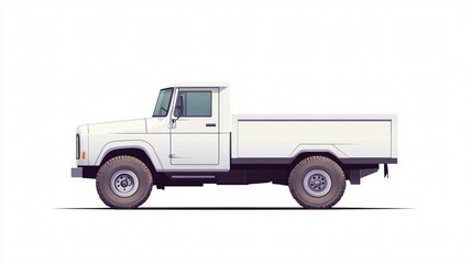 Fototapeta premium Commercial White Delivery Truck Side View Wide Angle Centered Usage