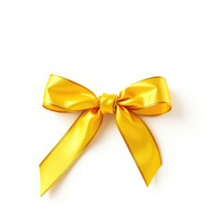 Naklejka premium Beautiful yellow ribbon and bow with shiny metallic gold trim, decoration, festive, shiny