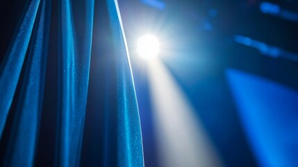 Blue Velvet Drapes in Spotlight During Performance