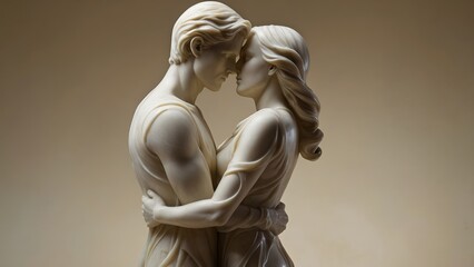 Naklejka premium Romantic marble sculpture of two figures embracing illustration